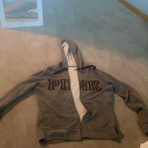 PINK Grey and black zip-up jacket